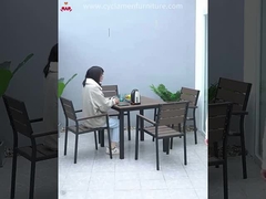 Table et chaises en bois en plastique pour l'extérieur