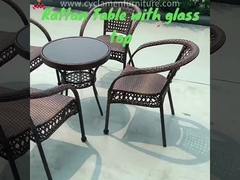 Table à manger en rotin en extérieur moderne et chaises avec chaises en corde tissée Taille 50*55*89cm