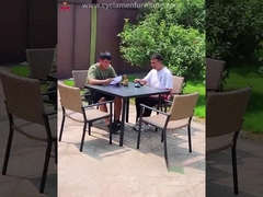 Meubles de terrasse en aluminium, fauteuil en rotin étanche pour salle à manger extérieure