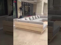 Canapé de jardin en bois de teck massif ensemble salon modulaire extérieur avec coussin d'éponge à rebond élevé