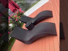 Piscine de plage écologique Lit allongé en rotin PE en forme de S