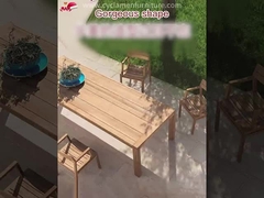 Table ronde et rectangulaire nordique en teck Table à manger et chaise pour 10 personnes