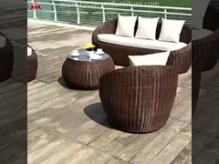 Hôtel Lumière extérieure Luxe ellipse PE canapé en rotin Ensemble de patio Jardin Meubles métalliques étanches