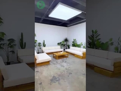 Canapé de jardin en bois de teck massif ensemble salon modulaire extérieur avec coussin d'éponge à rebond élevé