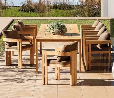 Buy Nordic Teak Wood Garden Dining Table And Chairs Set online manufacture