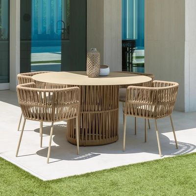 Buy Light Luxury Outdoor Contemporary Woven Rope Chair And Foldable Villa Table Set online manufacture