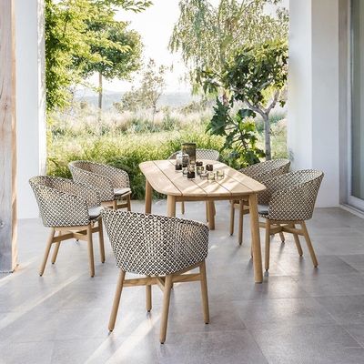 Buy Contemporary PE Rattan Chairs Teak Wood Table Chair Set Outdoor Customized Furniture online manufacture