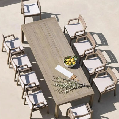 Buy Nordic Modern Round And Rectangle Teak Outdoor Dining Table For 10 online manufacture