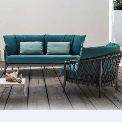 Buy Soft Doll Cotton Cushion Modern Style Garden Rope Rattan Sofa Sets For Balcony Patio online manufacture