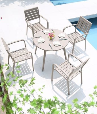 Buy Outdoor Patio Dining Table With Stackable Chairs For Terrace online manufacture