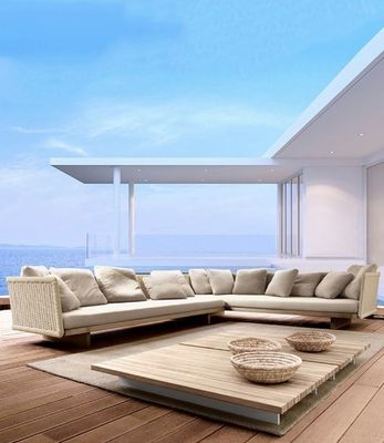 comprar Sofá exterior de madeira de teca Mobiliário exterior para assento / lazer / sono fabricação em linha