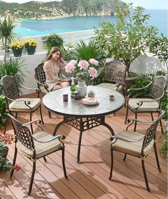 Buy Waterproof Garden Cast Aluminum Patio Dining Table Chair Set for Outdoor Furniture online manufacture