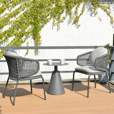 Buy Nordic Balcony Outdoor Cafe Tea Table And PE Rattan Chair Set Waterproof Fabric online manufacture