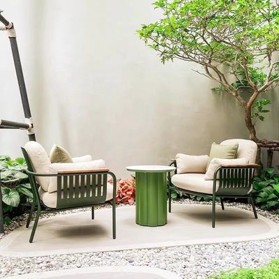 Buy Garden Sofa And Coffee Table Set With Teak Armrest And Metal Frame online manufacture