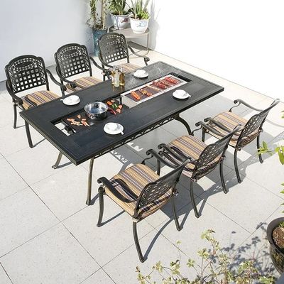 Buy Cast Aluminum Multifunctional BBQ Garden Set Outdoor BBQ Grill Table online manufacture