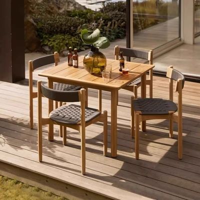 Buy Uv Resistant Plastic Rattan Teak Patio Dining Set Table And Chairs online manufacture