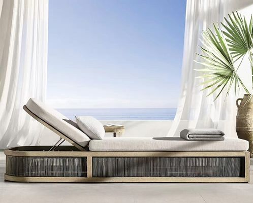 Beli Outdoor Garden Pool Lazy Patio Leisure Chair PE Twisted Vine Lounge Bed untuk Tidur pembuatan online