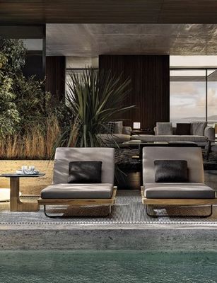 kaufen Luxus Pool Teak Holz Lounge-Stuhl mit Rädern Lesiure Bett on-line-Fertigung