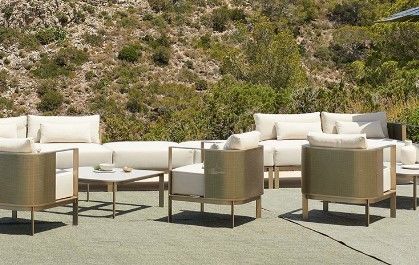 Buy High End Stainless Steel Frame Modern Outdoor Garden Furniture Sofa Lounge Chair Set online manufacture