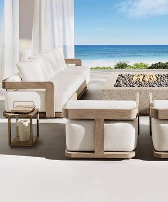 kaufen Solides Teakholz Gartensofa Set Außenzimmerbett mit hohem Rebound-Sponge-Kissen on-line-Fertigung
