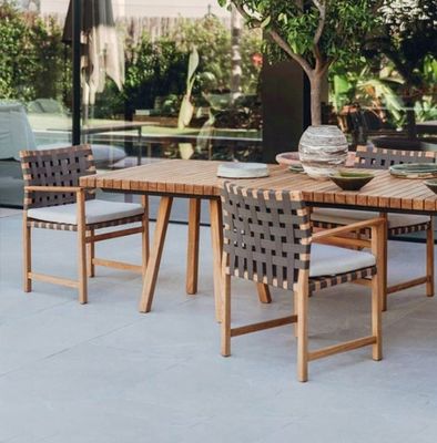 Pastoral Garden Teak Wood Patio Furniture Sets Sun Proof