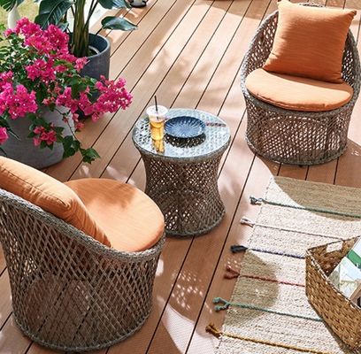 Outdoor Furniture Rattan Garden Chairs Set 3pcs Wicker Coffee Table And Chair Set