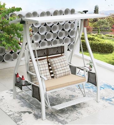Outdoor Leisure Rattan Aluminium Frame 2 Person Porch Swing With Canopy