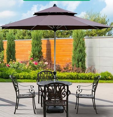 Double Canopy Parasol Center Pole Umbrellas Radii 1.35m For Garden And Beach