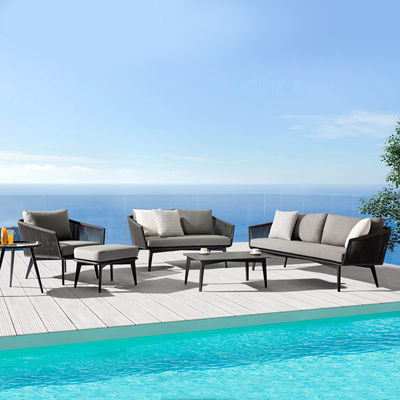 Outdoor Furniture Sofa Set Woven Rope And Aluminum 1+2+3 Seats Garden Sofa