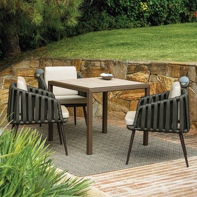 Contemporary Outdoor Coffee Table And Woven Rope Chair Set For Hotel Leisure
