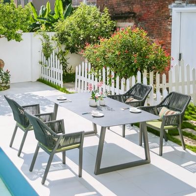 Outdoor Furniture Rattan Chair and Aluminum Dining Table for Restaurant Outdoor Dining