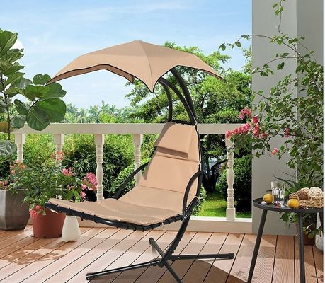 Metal Steel Outdoor Hanging Lounge Chair Swing Lounger With Solid Thick Swing Hammock And Base