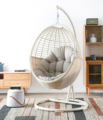 Q195 Carbon Steel Frame Single Hanging Egg Shaped Basket Chair