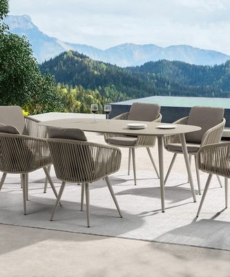 Outdoor Balcony Patio Furniture Set With Aluminium Table And Woven Rope Chairs Nordic Style