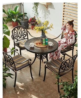 Balcony Dining Round Cast Aluminum Patio Table And Chairs Bistro Set