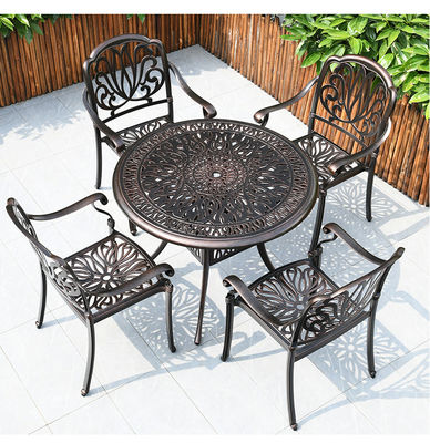 Waterproof Garden Restaurant Cast Aluminum Table Chair Set For Outdoor Terrace Dining
