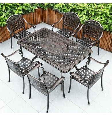 Cast Aluminum Outdoor Dining Set Table And Chairs Corrosion Resistant