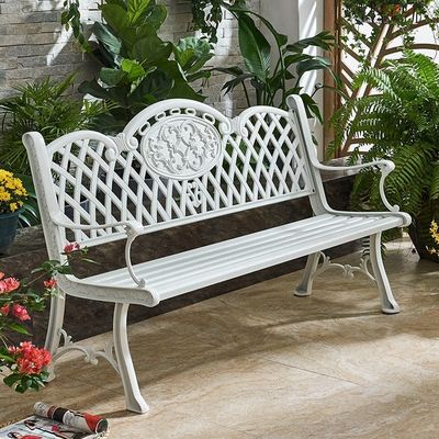 Metallic Color Cast Aluminum Garden Long Chairs Park Bench Chair