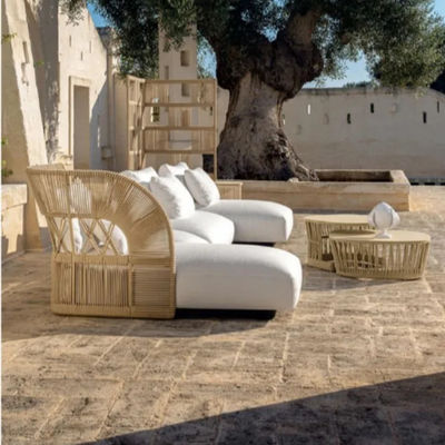 High Rebound Sponge Cushion Luxury Rattan Corner Dining Set Customized