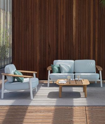 Modern Nordic Teak Wood Aluminium Garden Sofa Dining Set