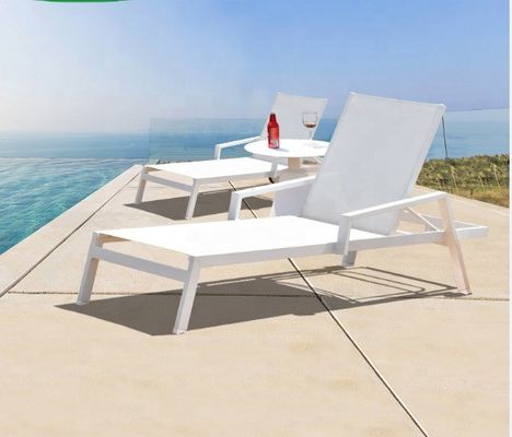Brushed Silver Aluminum Frame Outdoor Chaise Lounge Swimming Pool Lounge Chair