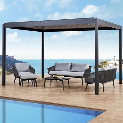 Outdoor 3x4M Aluminium Pergola With Louvered Roof And LED Lights