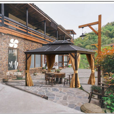 Aluminium Frame Windbreaks Waterproof Gazebo Canopy With Hardtop 3*4m