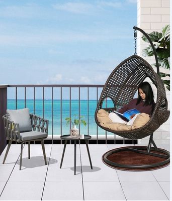 Garden High Rebound Sponge Cushion Wicker Egg Hanging Chair With Stand