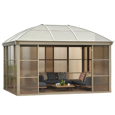Powder Coated Aluminium Frame Glass Gazebo Sunroom With Galvanized Top