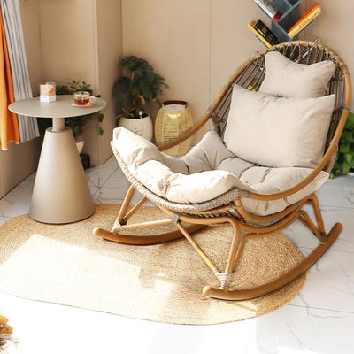 Water Proof PE Rattan Lounge Relax Rocking Chair For Balcony