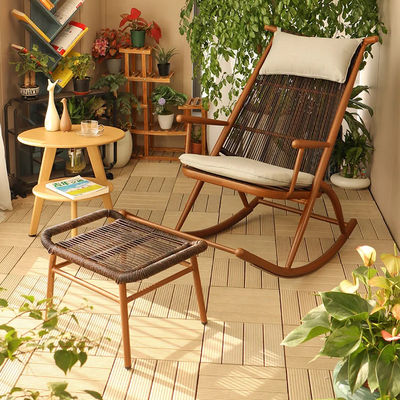 Outdoor UV-Resistant Rattan Rocking Chair And Pedal Garden Chairs