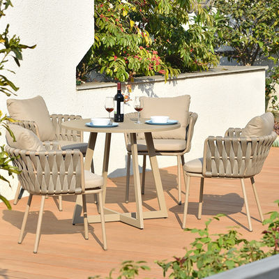 Leisure Patio Furniture Set With European Style PE Rattan Armchairs And Aluminium Table