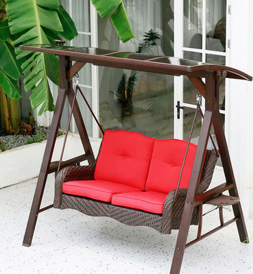 Metal Frame 2 Seater Garden Swing Chair With Awning And LED Light