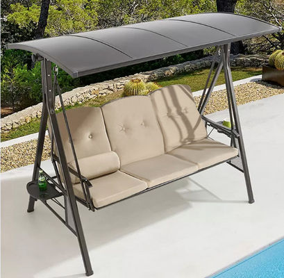 Outdoor Leisure Facilities 3 Person Metal Outdoor Patio Swing With Canopy